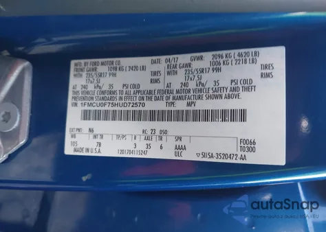 2017 Ford Escape S from USA, damaged, VIN 1FMCU0F75HUD72570